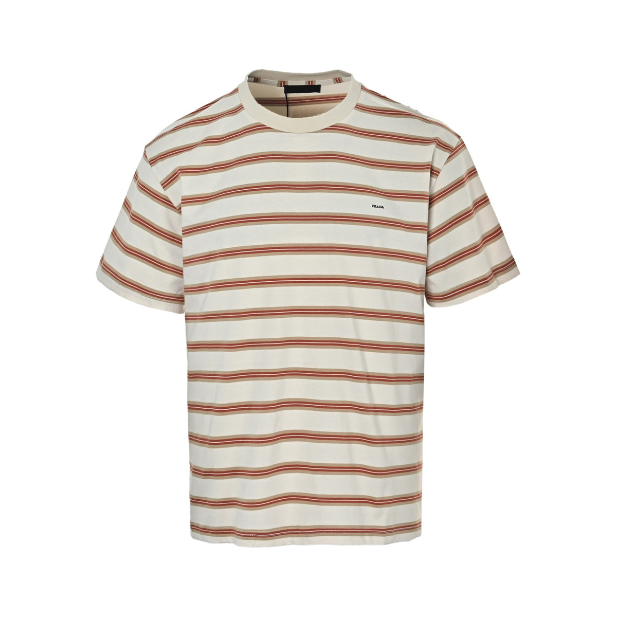 Prada Brown and red striped short-sleeved midsole