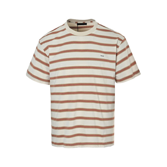 Prada Brown and red striped short-sleeved midsole