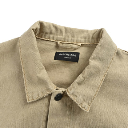 Balenciaga/Balanciaga 25Fw back embroidered khaki denim jacket