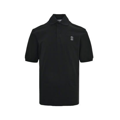 BRUNELLO CUCINELLI/BC two-color logo printed Polo short-sleeve