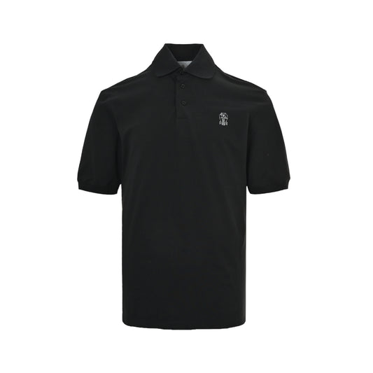 BRUNELLO CUCINELLI/BC two-color logo printed Polo short-sleeve