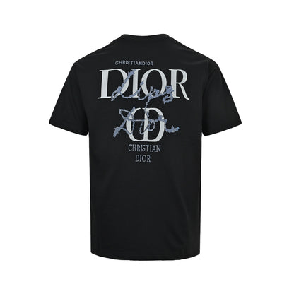 Dior 26ss hot diamond reflective letter short sleeves