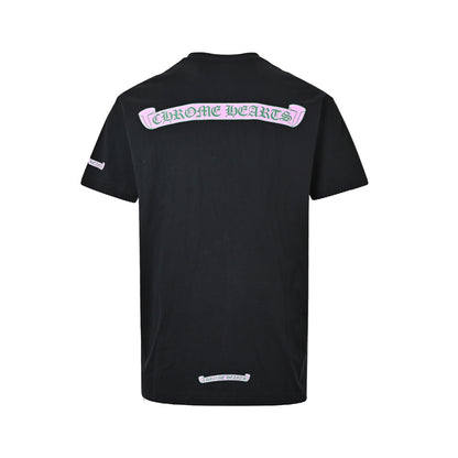 Chrome Hearts/Chrome Heart Pink and Green Sanskrit Scroll Print Short Sleeves