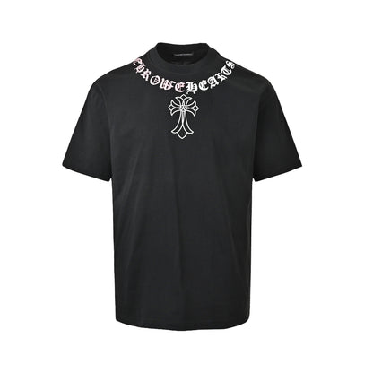 Chrome Hearts/Chrome Heart Color Block Gothic Cross Necklace Short Sleeve