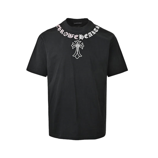 Chrome Hearts/Chrome Heart Color Block Gothic Cross Necklace Short Sleeve