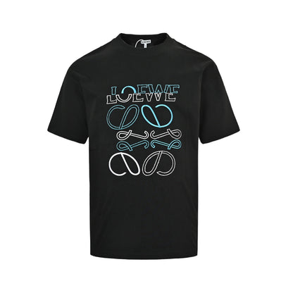 Loewe/Luo Yiwei 26ss misplaced logo embroidered short sleeves