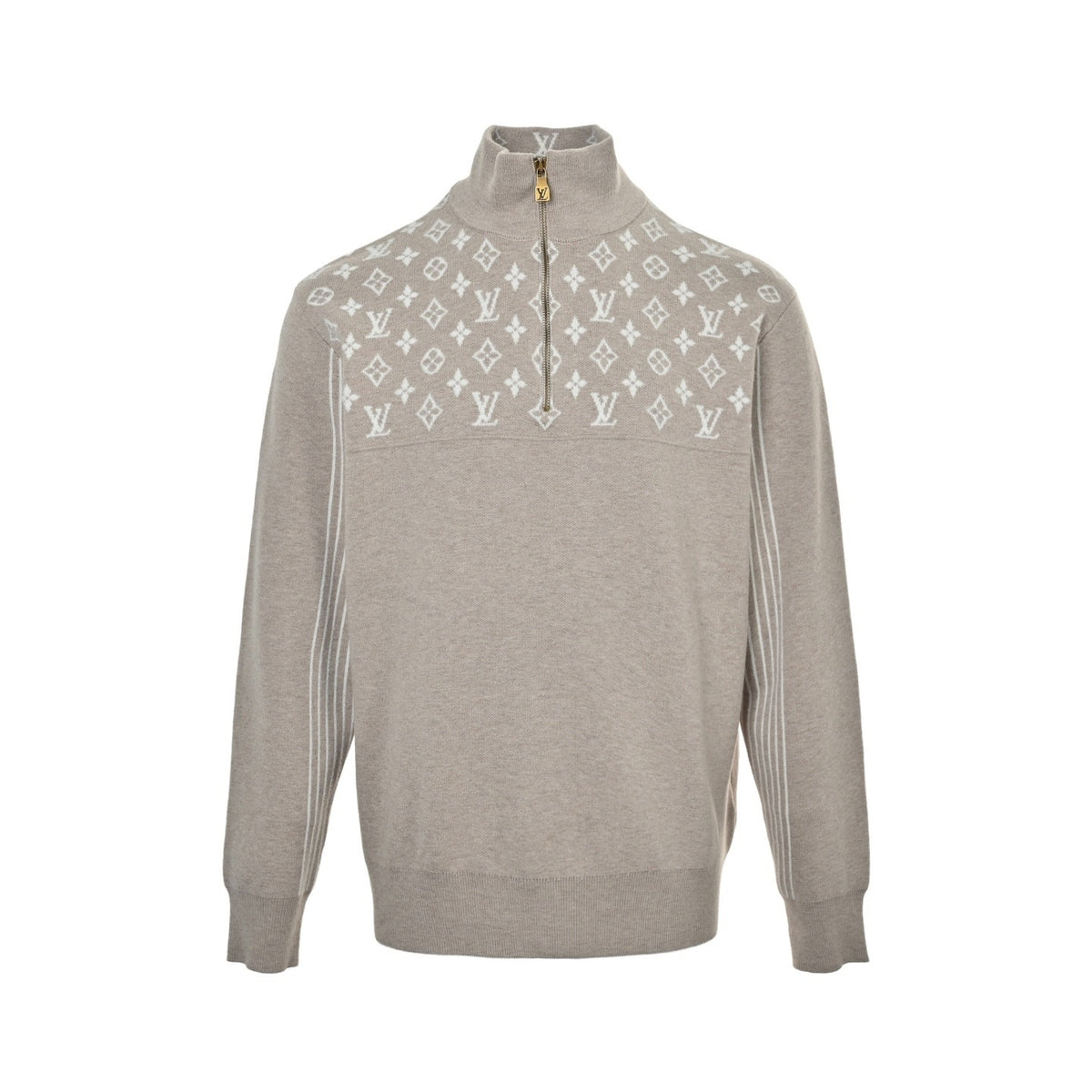 Louis Vuitton 25Fw ski series old flower jacquard half-zip sweater