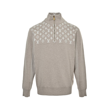 Louis Vuitton 25Fw ski series old flower jacquard half-zip sweater