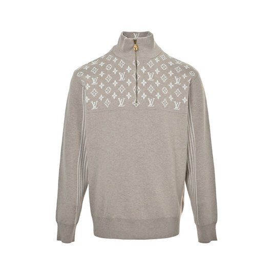 Louis Vuitton 25Fw ski series old flower jacquard half-zip sweater