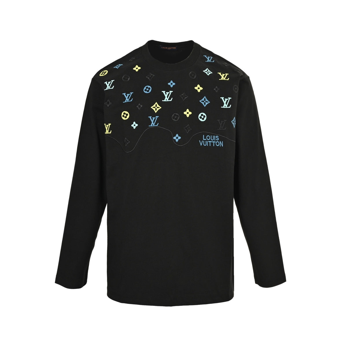 Louis Vuitton 25Fw colorful presbyopic logo embroidered long-sleeved T-shirt