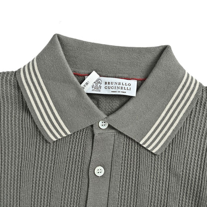 Brunello Cucinelli/BC color block vertical stripe neckline Polo short sleeves