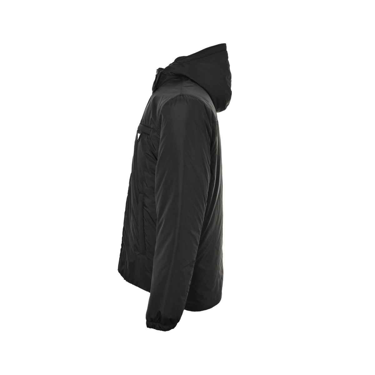 Prada triangle logo regenerated nylon hooded down jacket