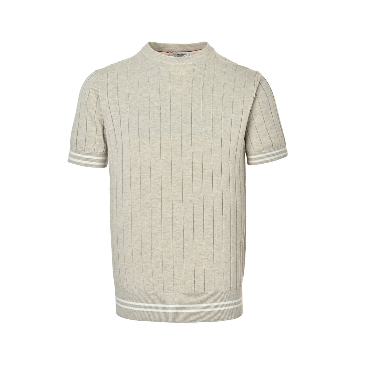 Brunello Cucinelli BC striped cable-knit short sleeves