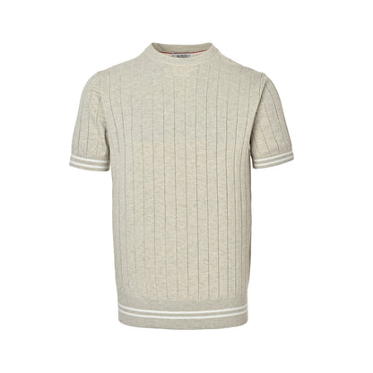 Brunello Cucinelli BC striped cable-knit short sleeves