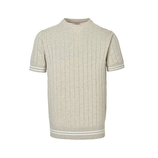 Brunello Cucinelli BC striped cable-knit short sleeves