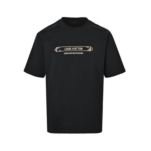 LouisVuitton/Louis Vuitton 26ss embroidered letters retro scroll short sleeves