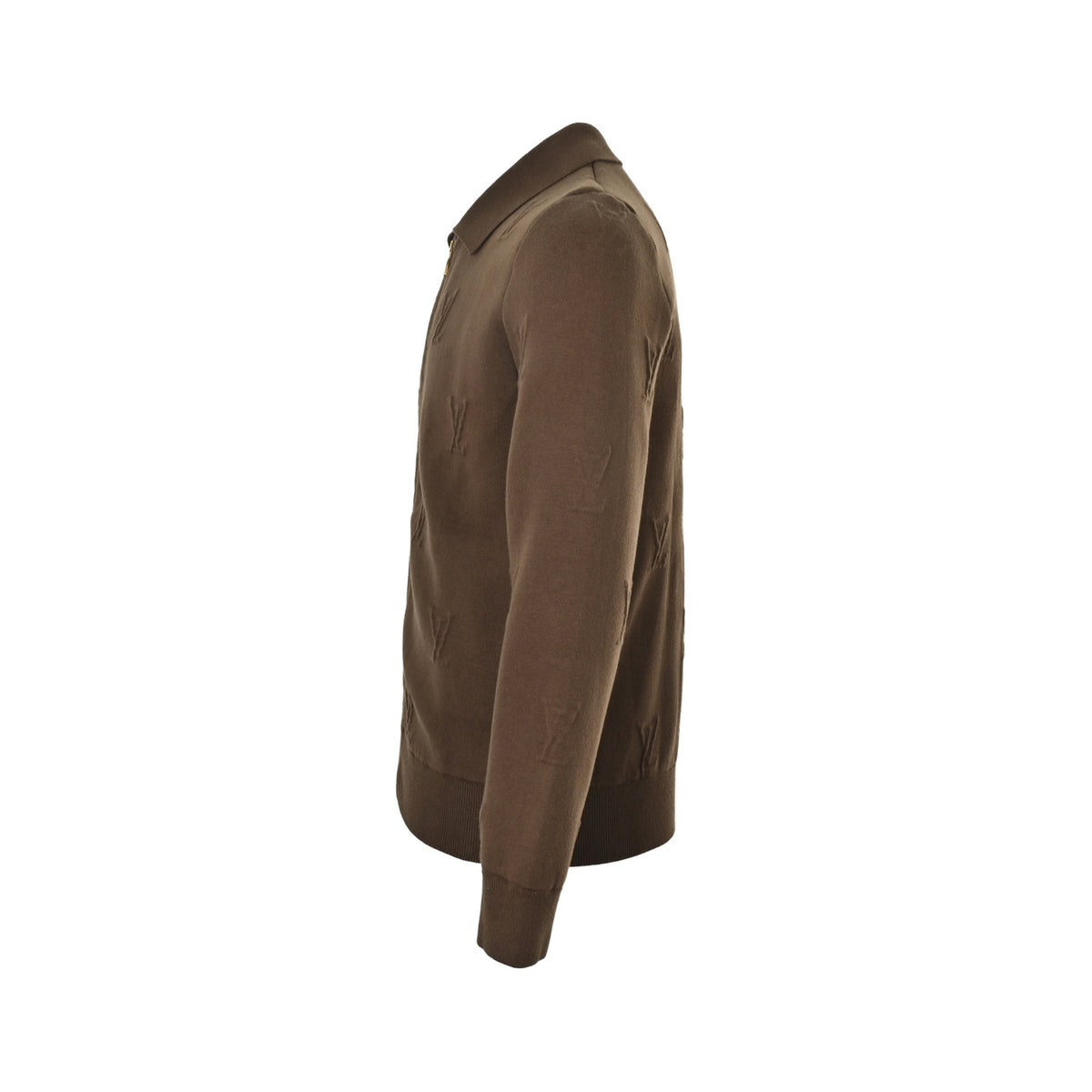 Louis Vuitton embossed letter logo zipper knitted lapel jacket