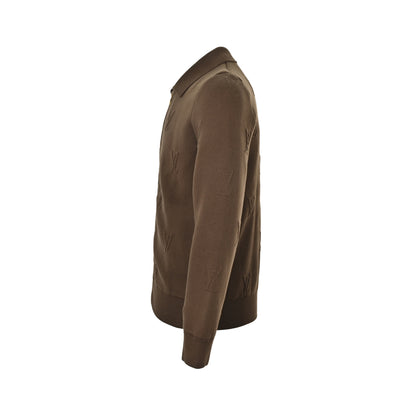 Louis Vuitton embossed letter logo zipper knitted lapel jacket