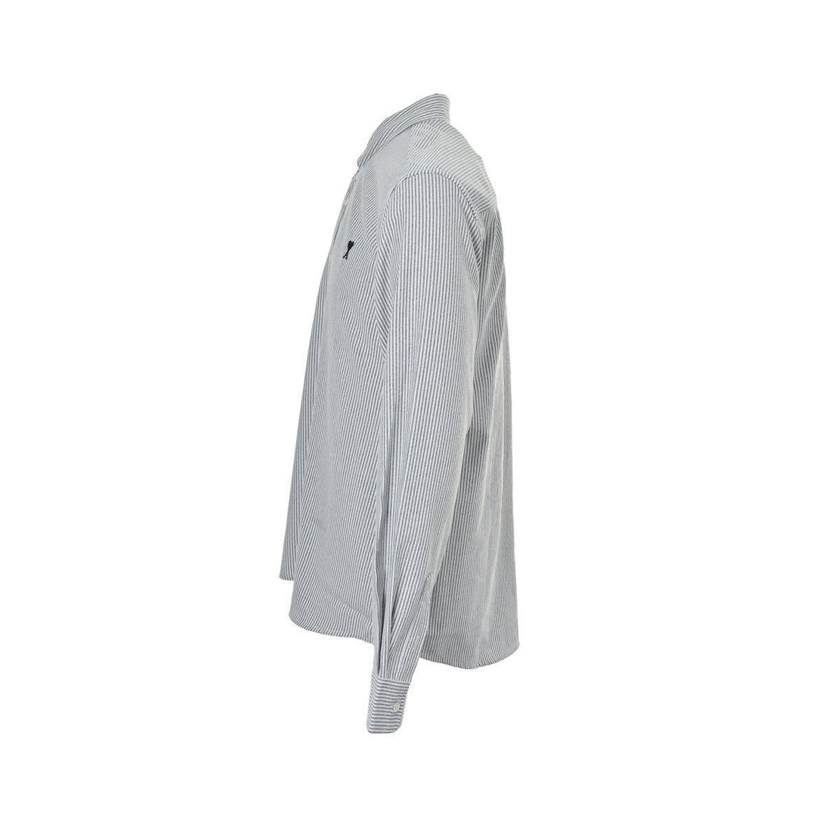 Ami Paris love embroidered vertical striped long-sleeved shirt