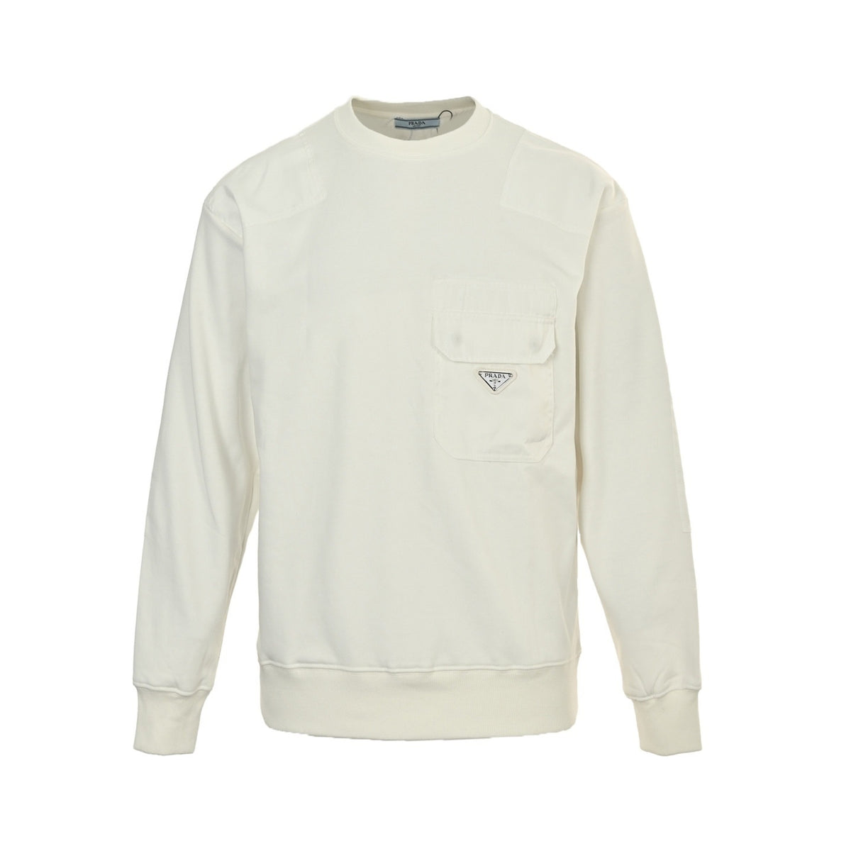 Prada pocket triangle logo nylon splicing round neck sweatshirt