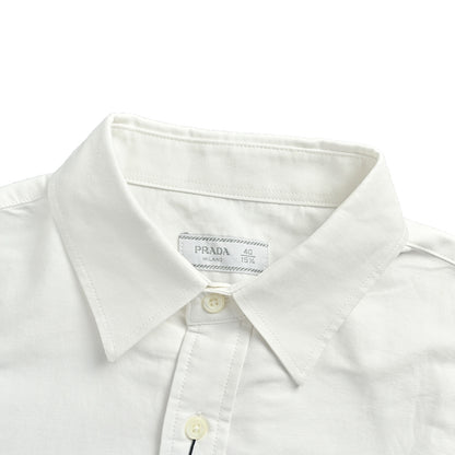 Prada logo embroidered long-sleeved shirt