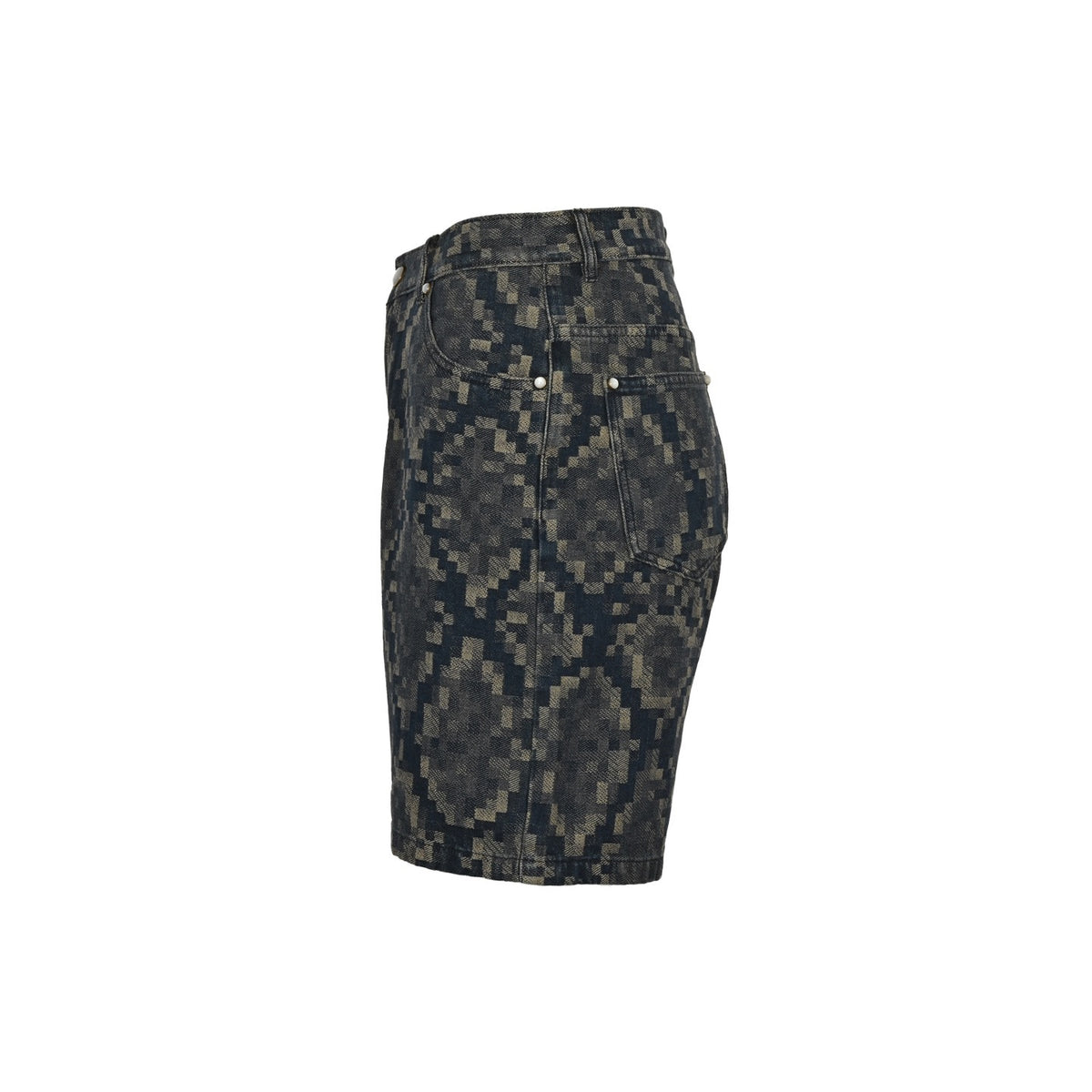 Louis Vuitton 25ss snake pattern mosaic denim shorts