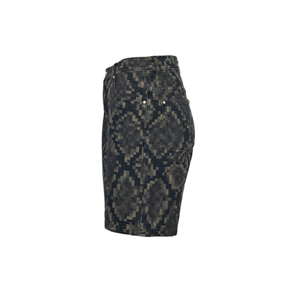 Louis Vuitton 25ss snake pattern mosaic denim shorts
