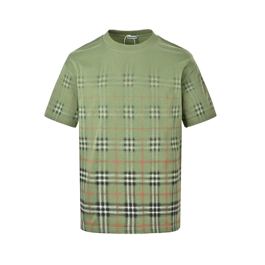 Burberry 26ss gradient fuzzy plaid printed short sleeves