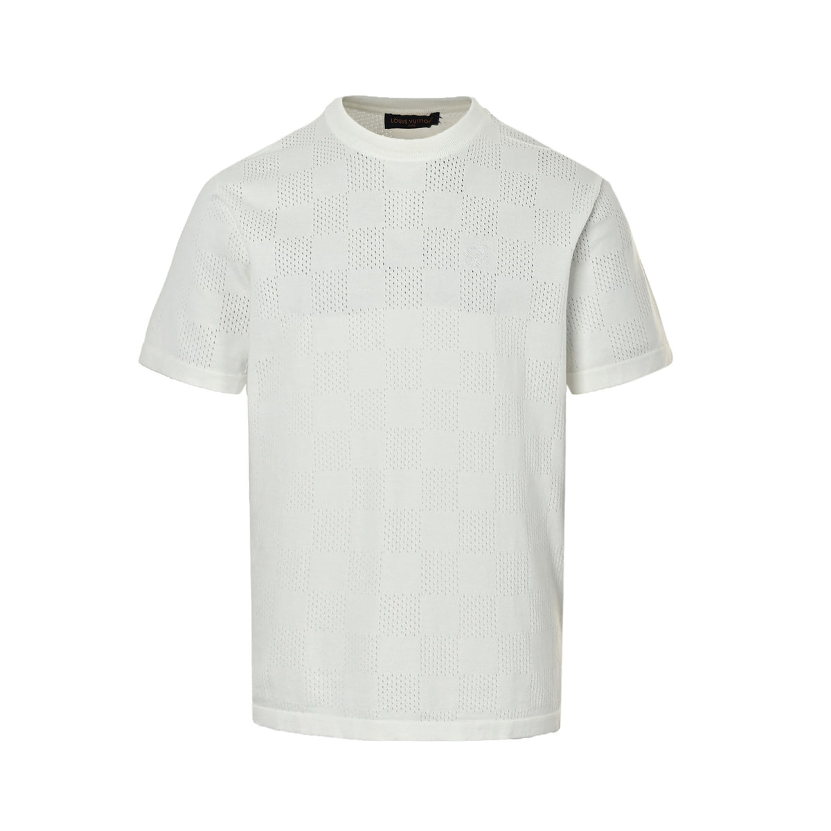Louis Vuitton 26ss hollow mesh checkerboard knitted short sleeves