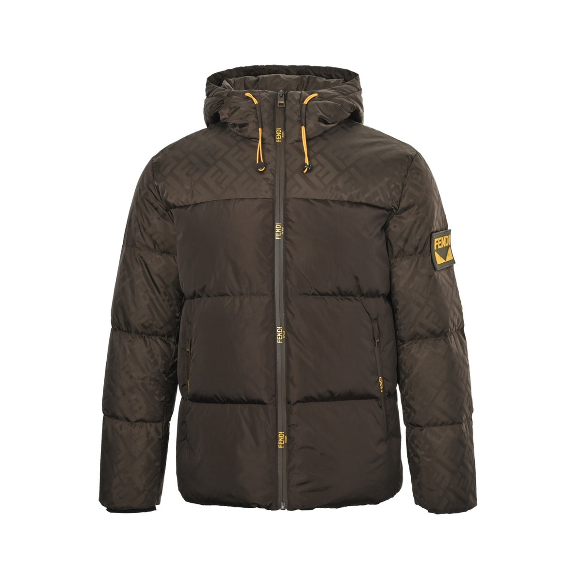 Fendi Double F presbyopic patchwork hooded down jacket