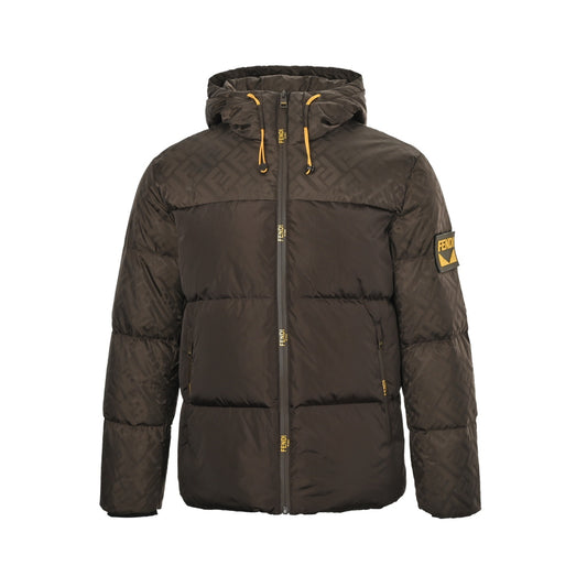 Fendi Double F presbyopic patchwork hooded down jacket