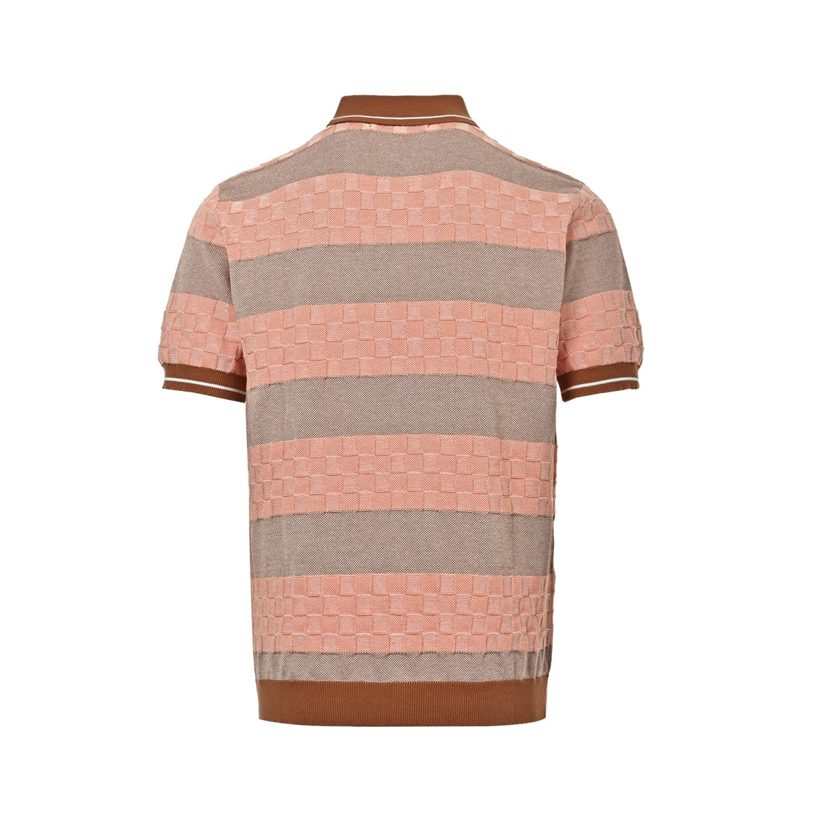 Louis Vuitton 26ss leather brand striped checkerboard knitted Polo short sleeves