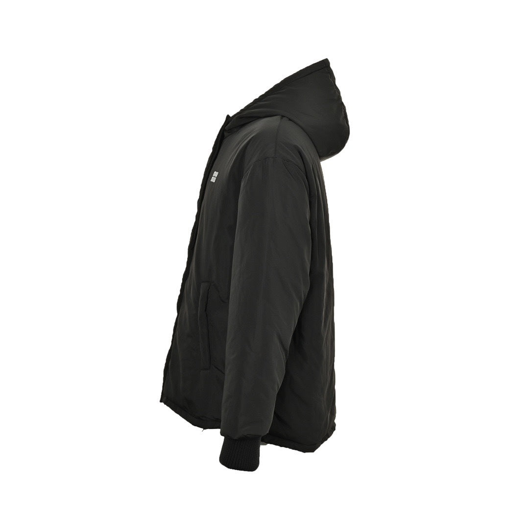 Miu Miu hooded down jacket with embroidery on the chest