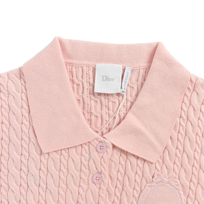 Dior embroidered logo braided knitted short sleeves