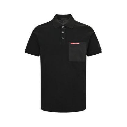 Prada 24ss red trim nylon pocket Polo short sleeves