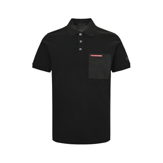 Prada 24ss red trim nylon pocket Polo short sleeves