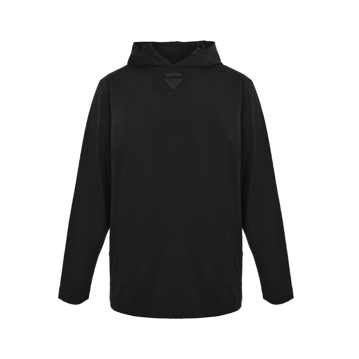Prada collared cotton loose hooded sweatshirt