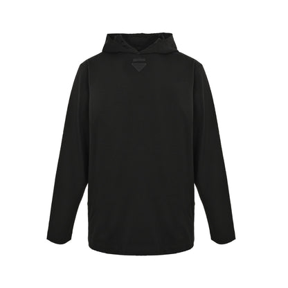 Prada collared cotton loose hooded sweatshirt