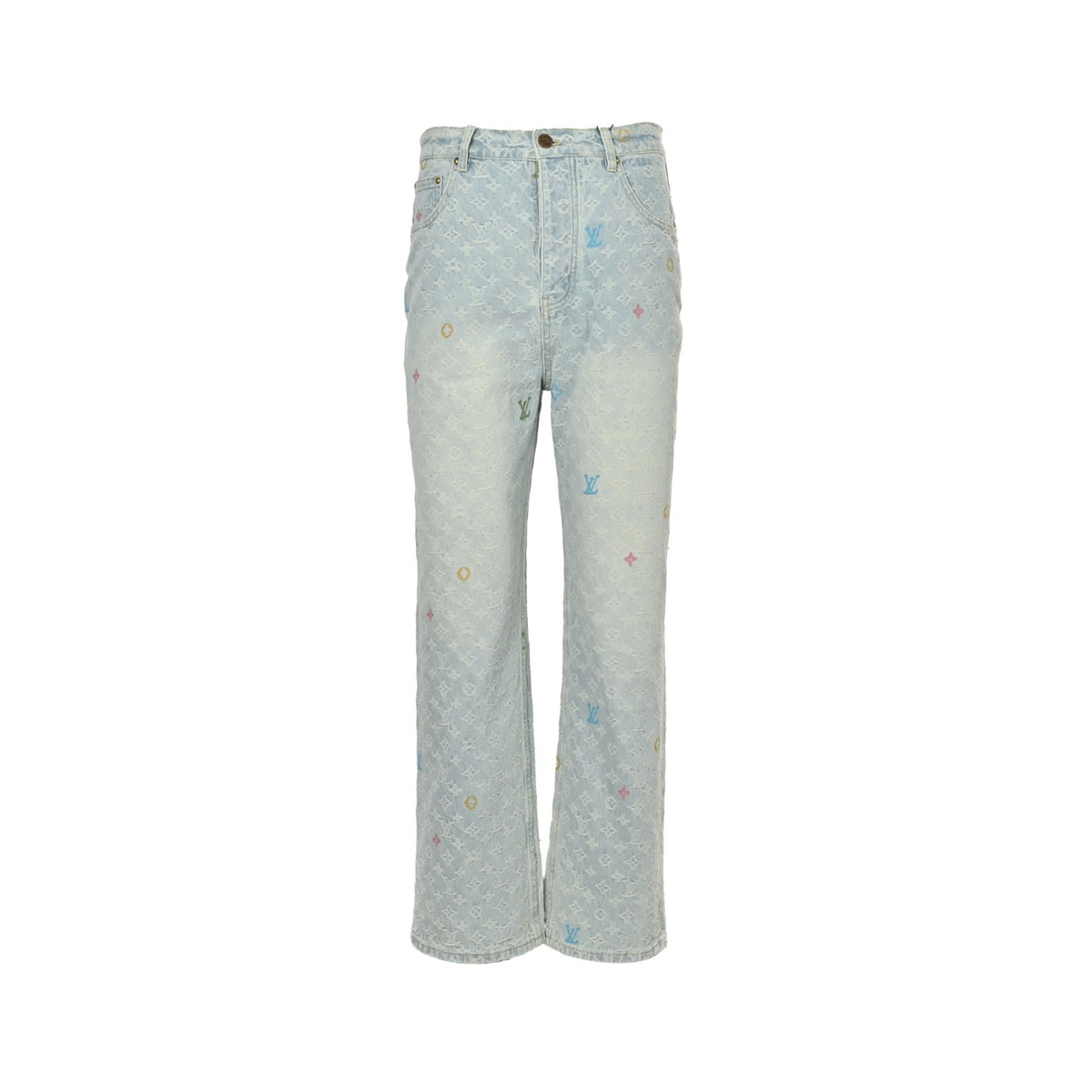 Louis Vuitton Tyler joint style old flower jacquard embroidered jeans