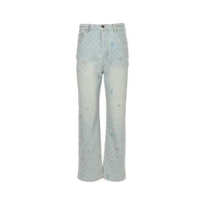 Louis Vuitton Tyler joint style old flower jacquard embroidered jeans