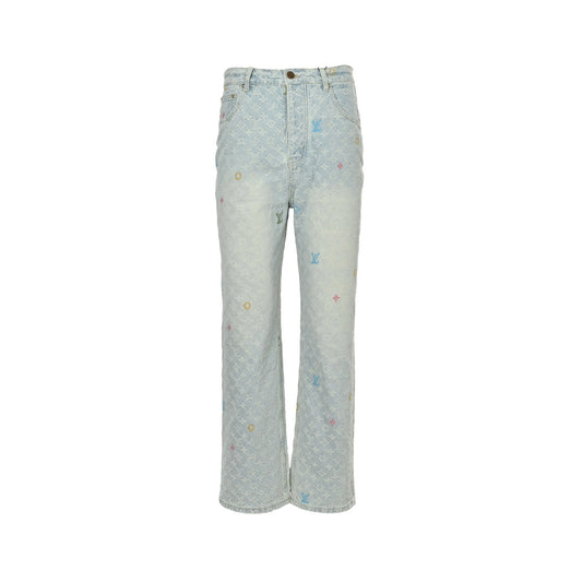Louis Vuitton Tyler joint style old flower jacquard embroidered jeans