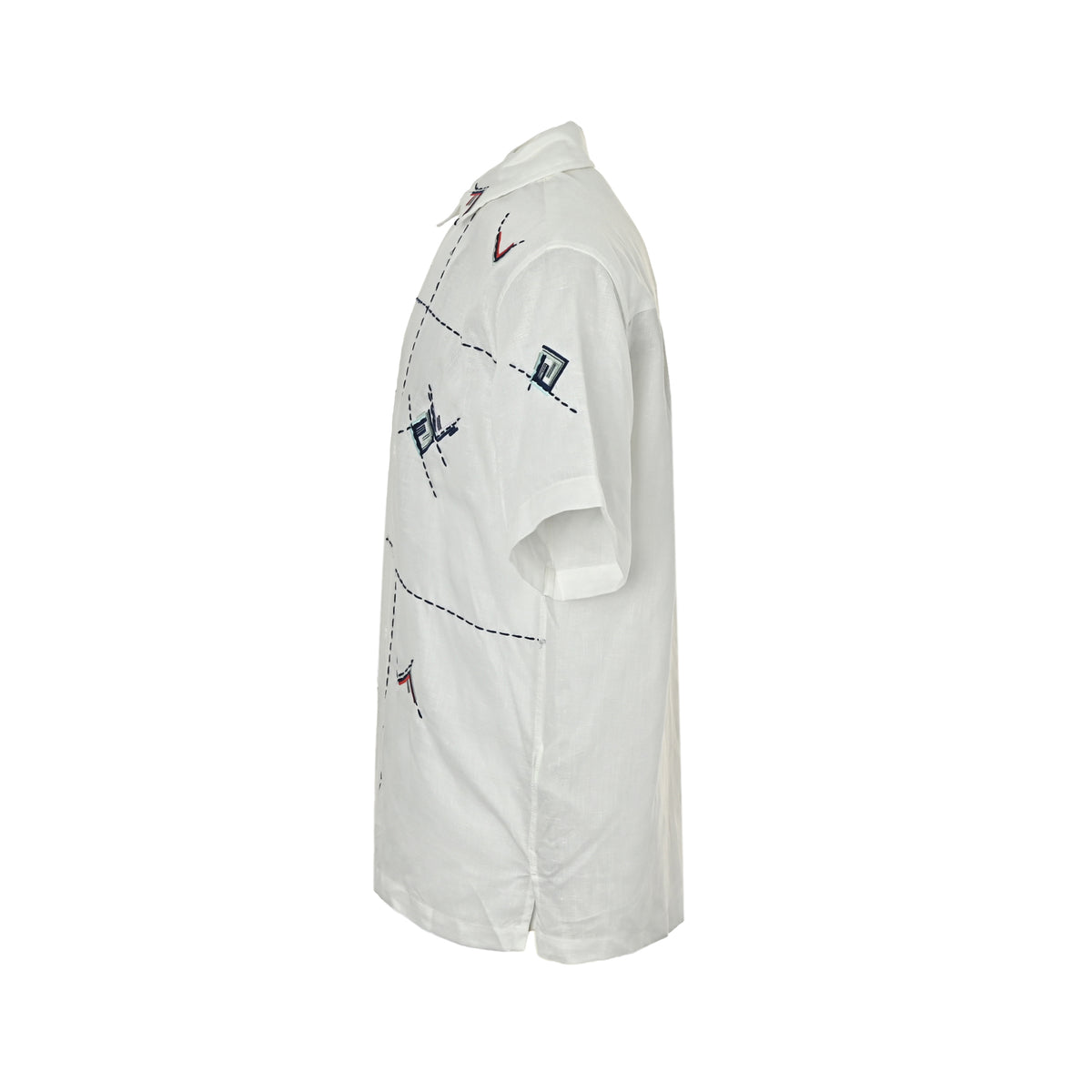 Fendi 26ss FF dotted line embroidered short-sleeved shirt