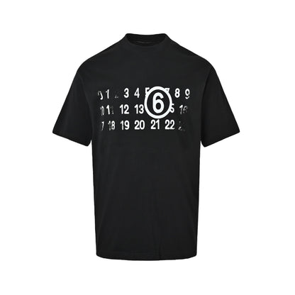 Maison Margiela Number and letter pattern mottled print round neck short sleeves