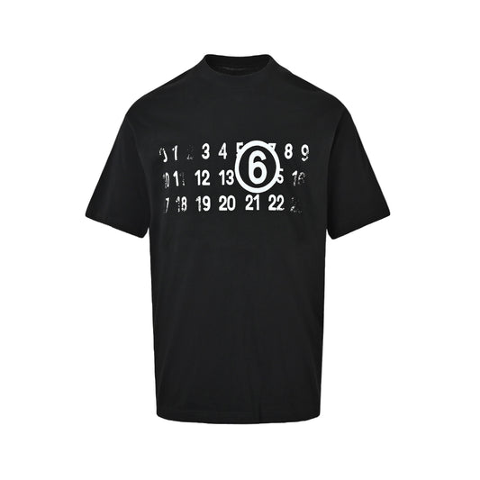 Maison Margiela Number and letter pattern mottled print round neck short sleeves