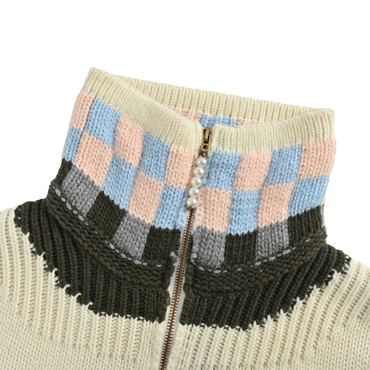 Louis Vuitton plaid collar knitted zipper jacket