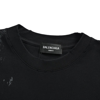 Balenciaga Double B Bitcoin hand-painted mud distressed round neck short sleeves