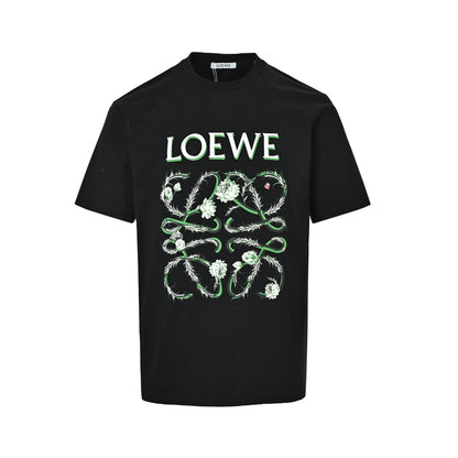 Loewe/Luo Yiwei 26ss flower vine logo printed short sleeves