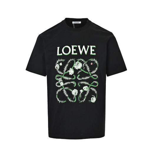 Loewe/Luo Yiwei 26ss flower vine logo printed short sleeves