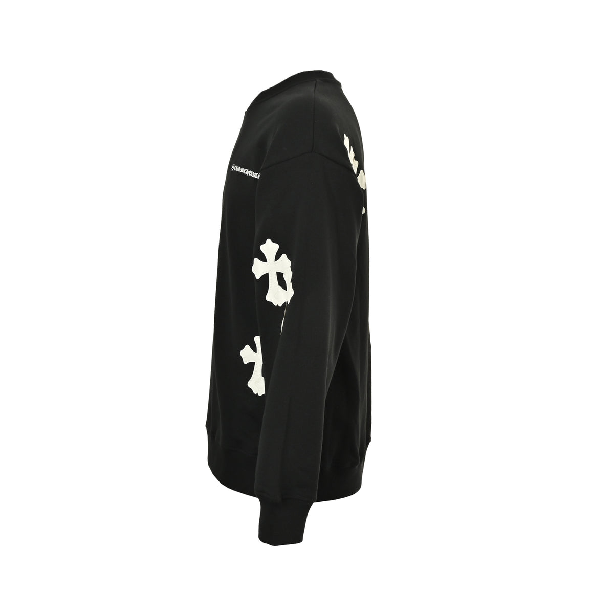 Chrome Hearts/Chrome Heart 25Fw leather label cross patch embroidered round neck sweatshirt