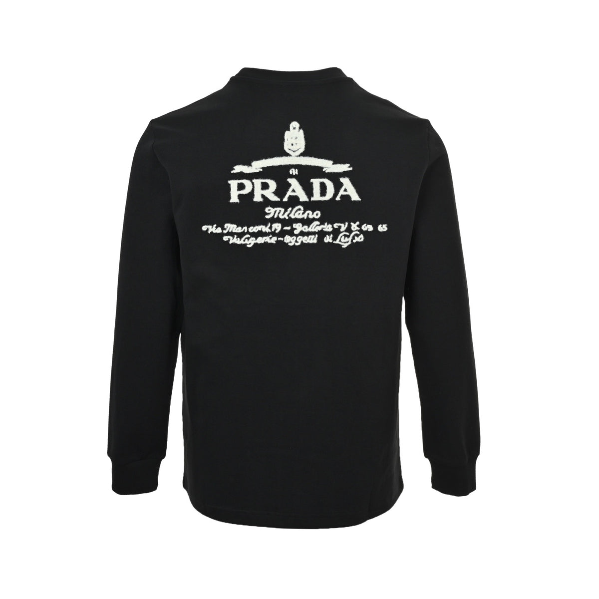 Prada 25Fw long-sleeved T-shirt with large logo signature embroidery on the back